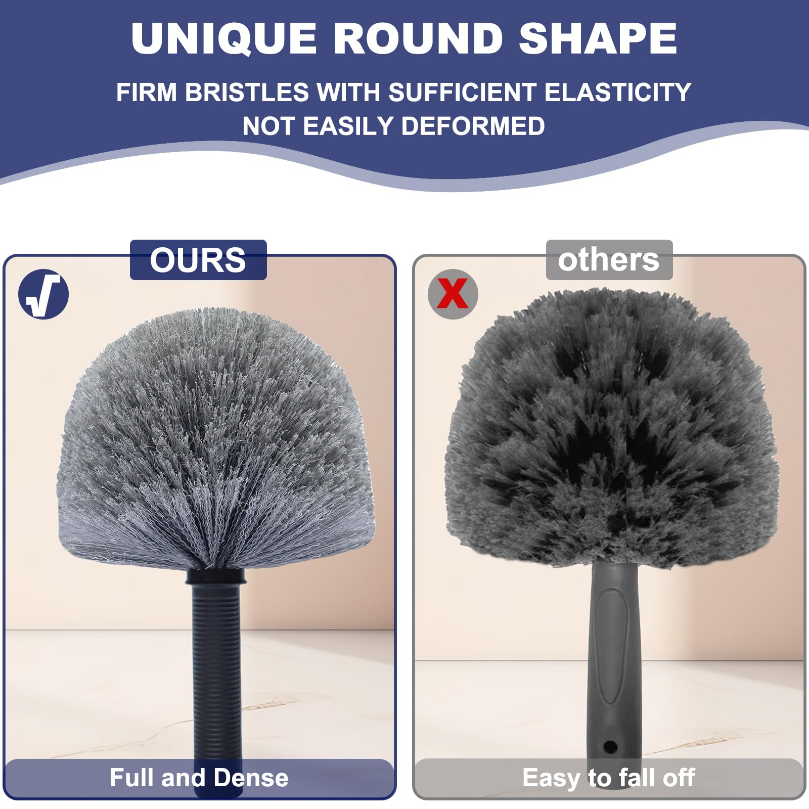 Cepillo de cabeza de telaraña de alta eficiencia para limpieza de interiores y exteriores, compatible con postes roscados Acme estándar, color gris (4)