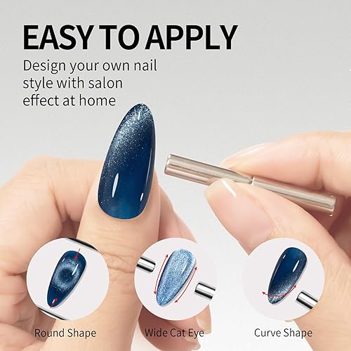 Miniatura 3 de MAYCHAO Esmalte de uñas de gel de ojo de gato de 0.5 fl oz, 1 esmalte de gel azul con imán, esmalte de uñas magnético holográfico para arte de uñas,