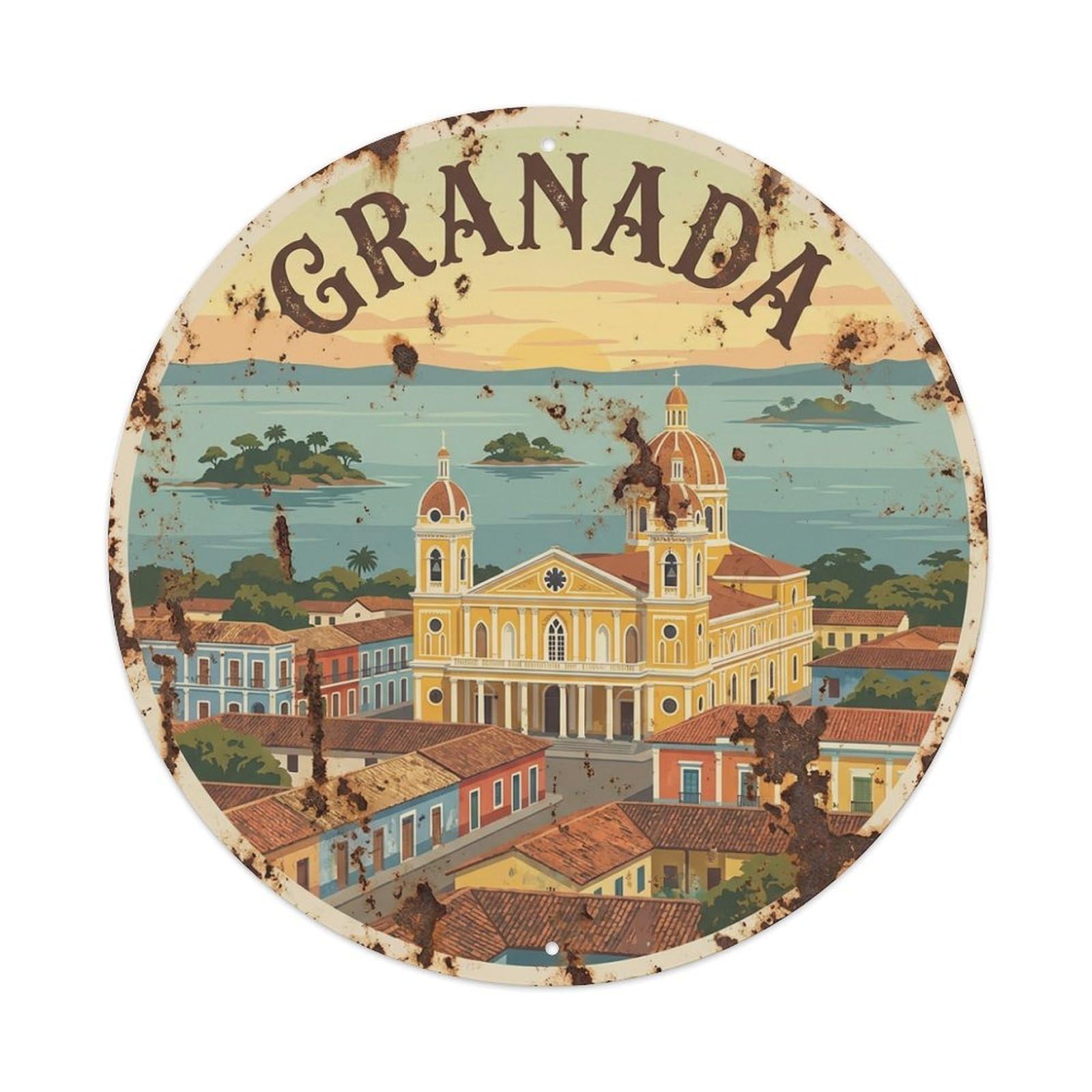 Travel Retro Nicaragua Granada Metal Tin Sign