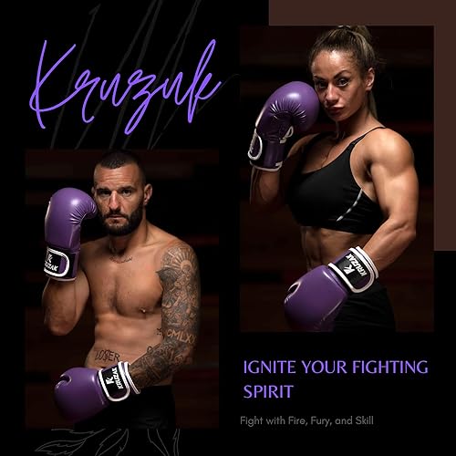 Miniatura 5 de Kruzak - Guantes de boxeo para hombres y mujeres, guantes de sparring y kickboxing, Muay Thai y MMA, 8-16 onzas