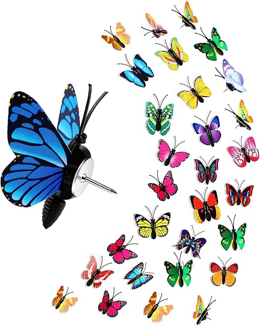 VBNZBK 30 Colorful Cute Butterfly Pushpins for Home Wall, Map, Photo Wall, Office Cubicle Decor, Hanging Bulletin Board, Marker Picture Random Pattern