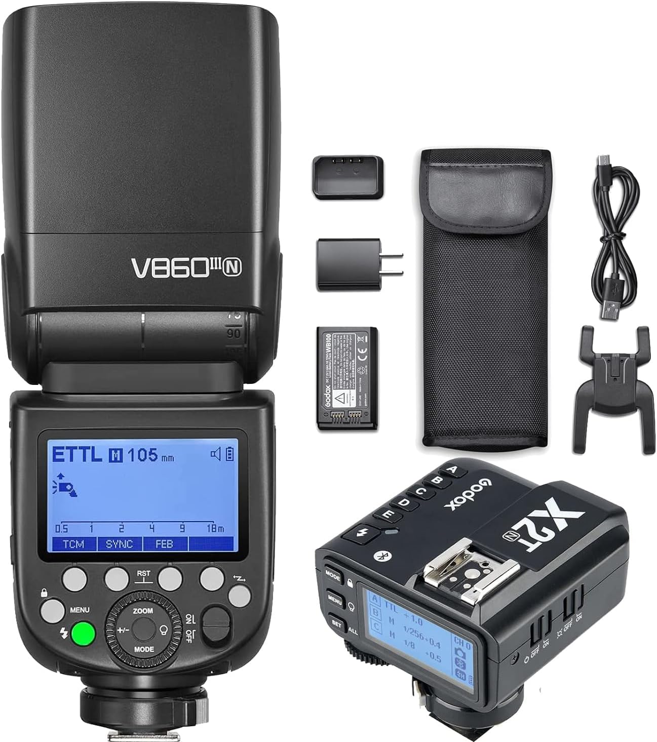 Godox V860III-N 2.4G Wireless i-TTL 1/8000s HSS Flash Speedlite with X2T-N Wireless Trigger, with Built-in Large Capacity Lithium Battery, Compatible with Nikon DSLR Camera