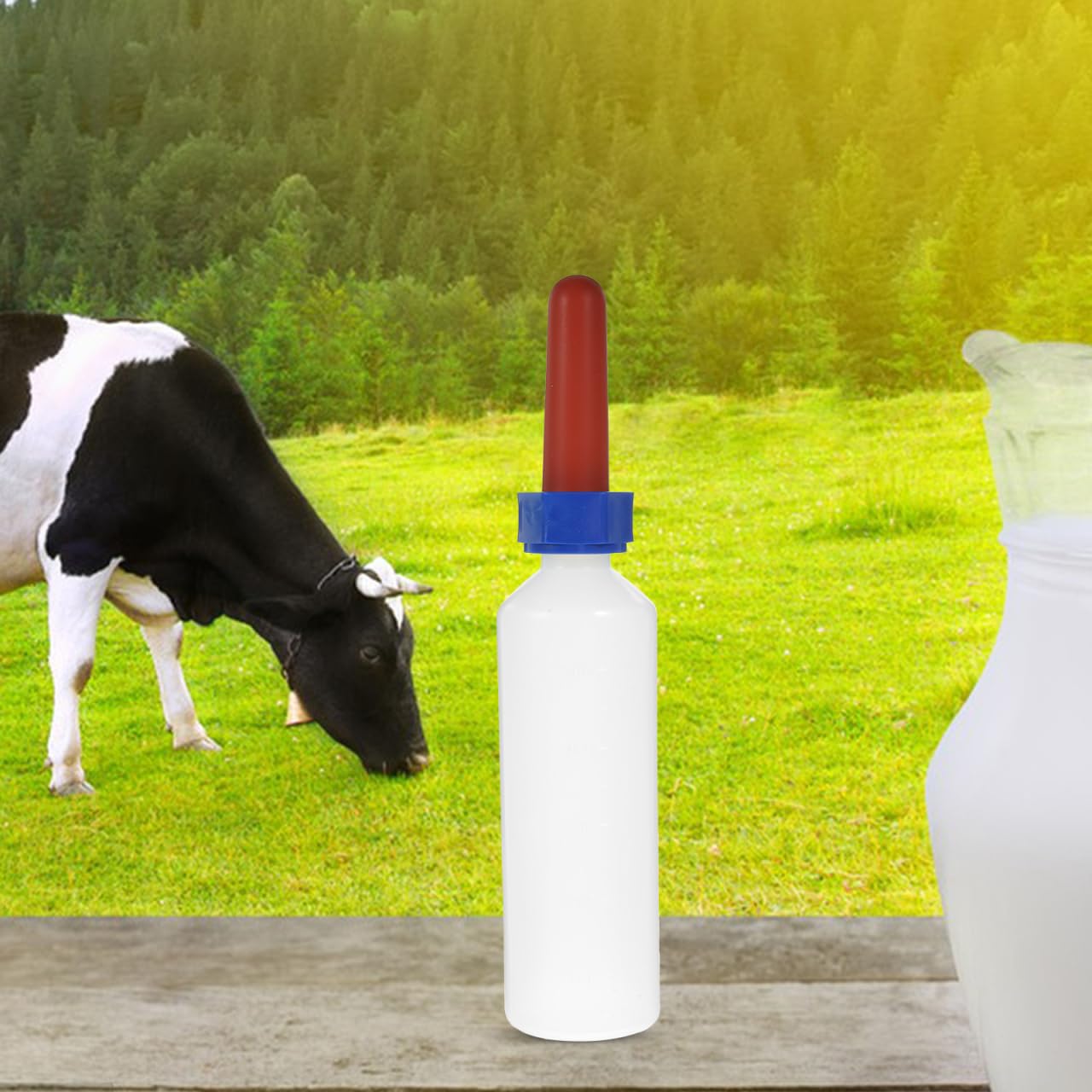 BESTonZON 500ml Kälbermilchflasche mit Silikonsauger, Aufzucht Set für Lämmer Schafe und Ziegen, Fütterungshilfe für Nutztiere Landwirtschaft, Tränke Weiß Zubehör Milchspender