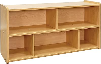 Tot Mate 5-Compartment Toddler Storage Cabinet, 46in Wide, Classroom Furniture (Ready-to-Assemble, Maple/Maple)