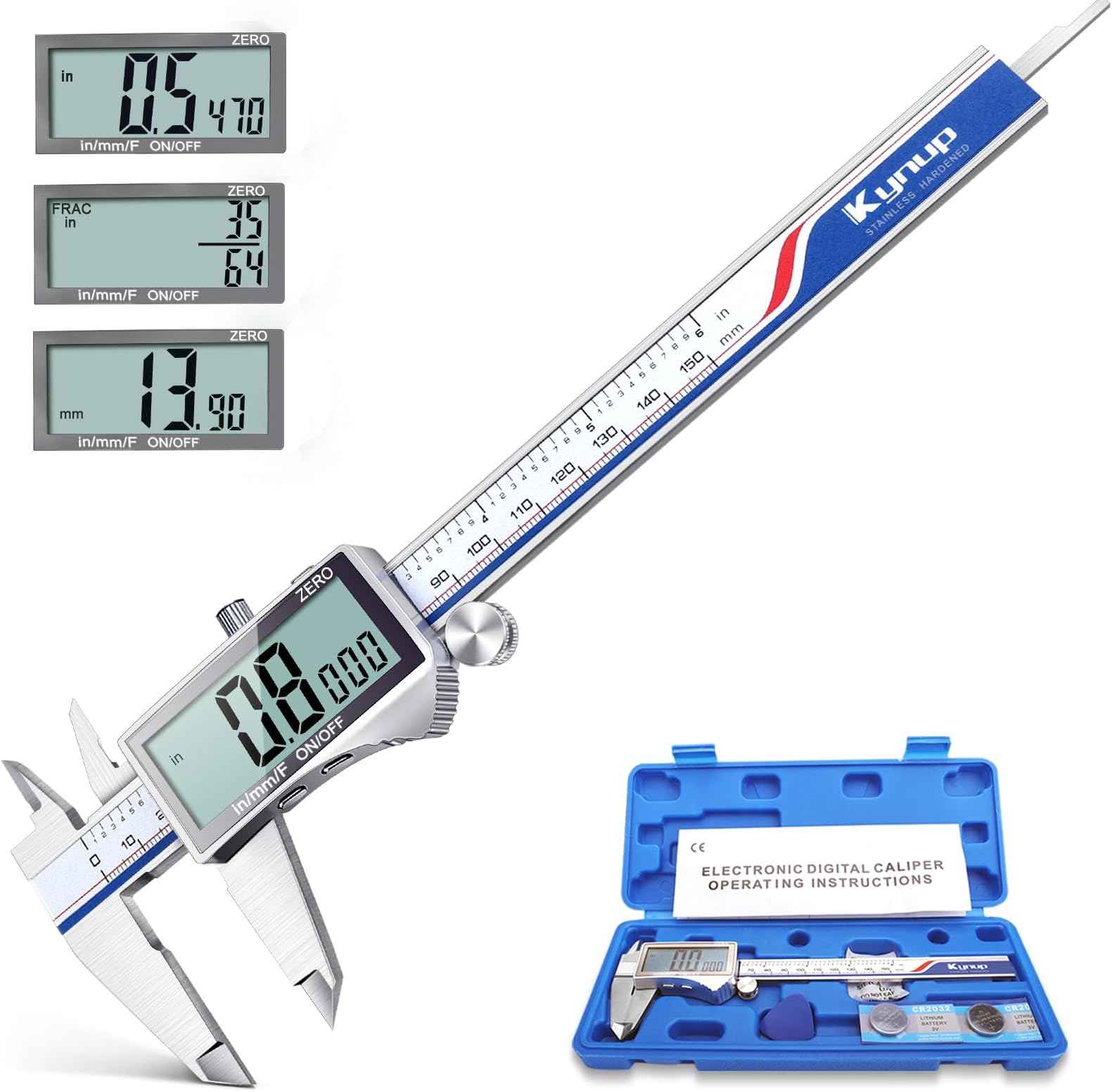 Kynup Digital Caliper, Caliper Measuring Tool with Large LCD Screen, Micromet...