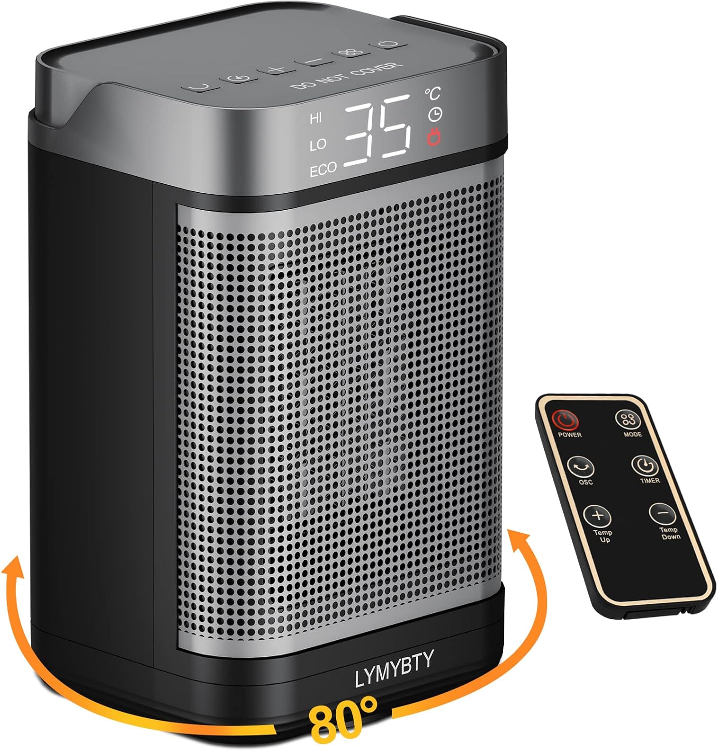 Electric Space Heater, 1500W PTC Ceramic Heater with Thermostat, Fan Heaters for Home Low Energy