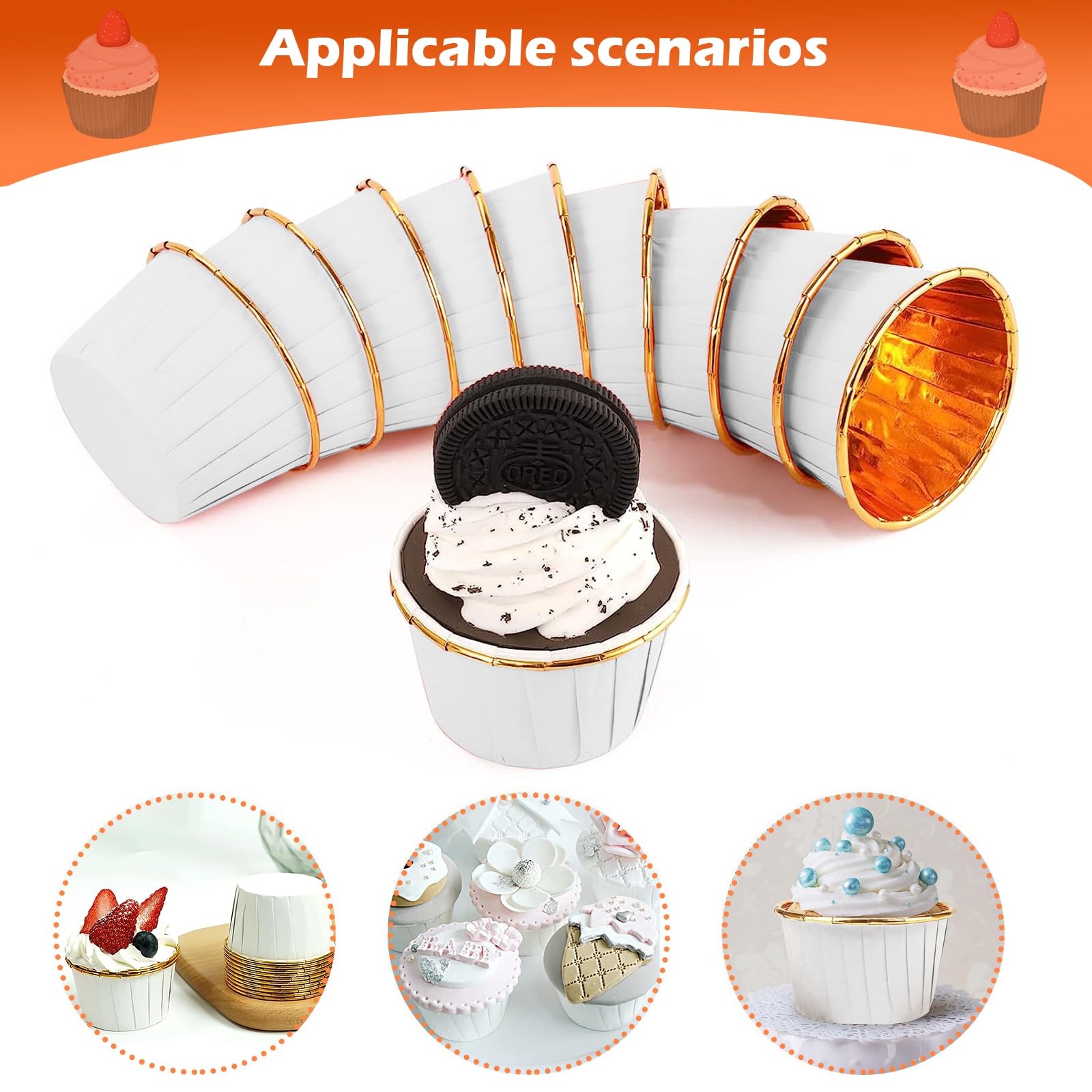 100 Pirottini Per Cupcake Bianchi - Carta Oleata Per Uso Alimentare, Resistenti Al Calore Fino A 220°C
