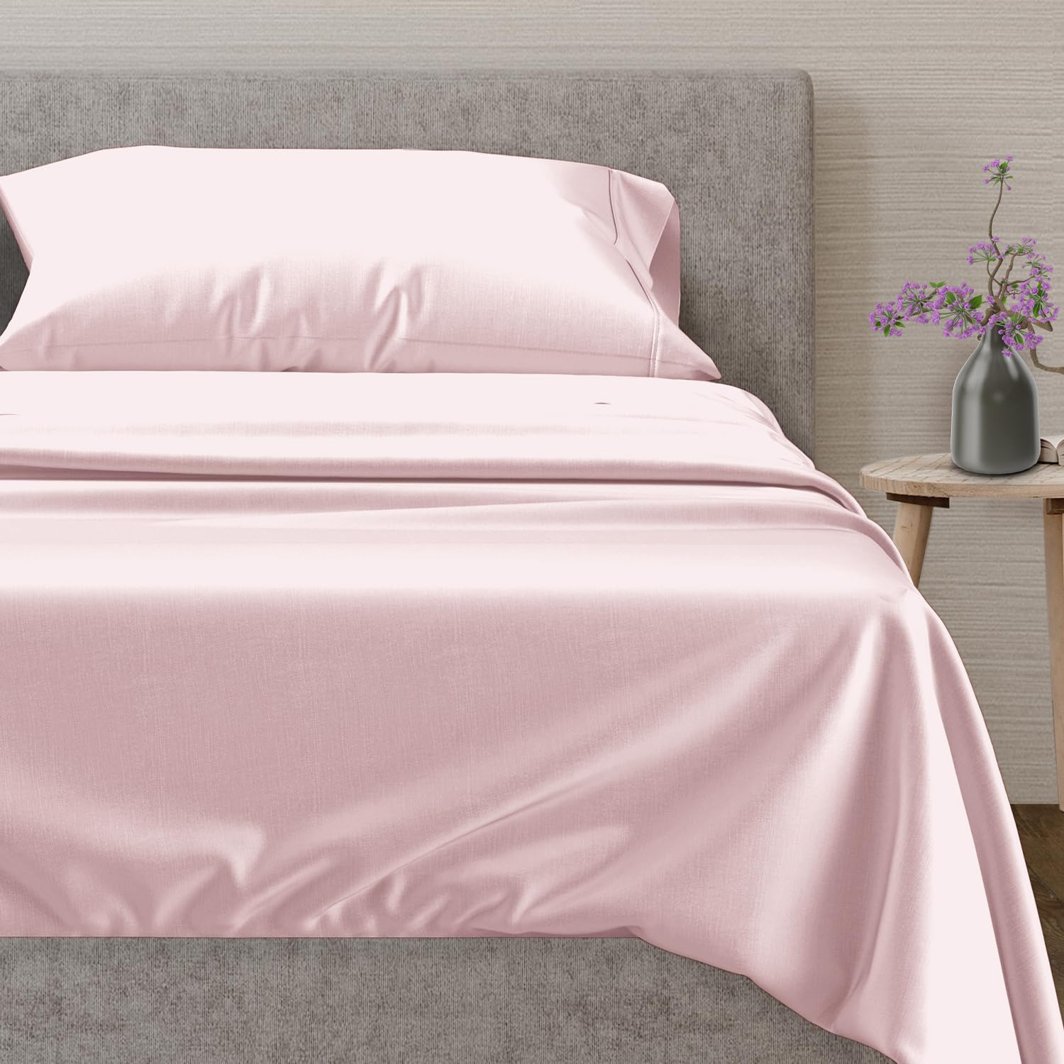 Mayfair Linen 100% Egyptian Cotton Sheets, Blush Twin XLSheets Set, 600 Thread Count Long Staple Cotton, Sateen Weave for Soft and Silky Feel, Fits Mattress Upto 18'' DEEP Pocket โ image 1