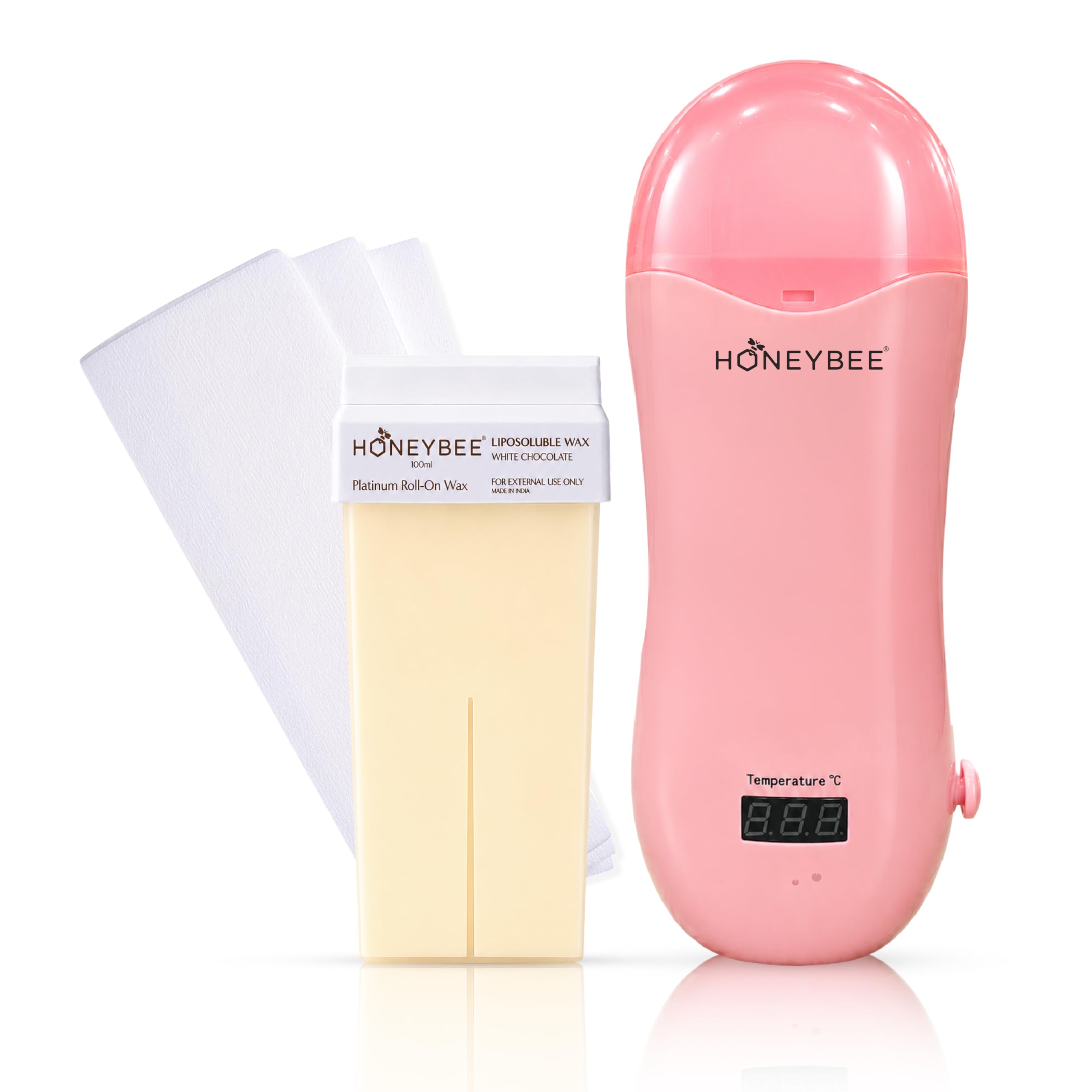 Honeybee Roll-On Waxing Kit for Women | Includes Roll-On Wax Heater, White Chocolate Cartridge Wax Refill & 10 Waxing Strips | Hair Removal Wax Kit for Arms, Legs & Underarms-picture-14