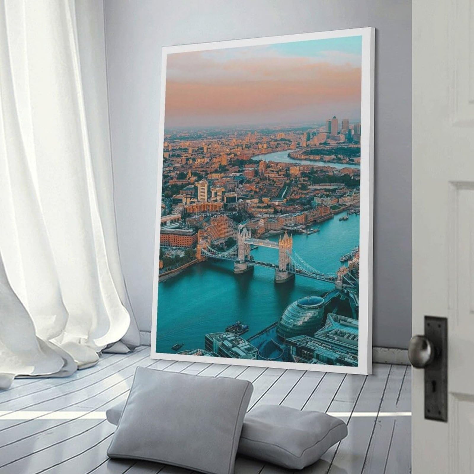 QOGDAF Poster colorato su tela di Londra, decorazione per camera da letto, ufficio, stanza, regalo, 30 x 45 cm