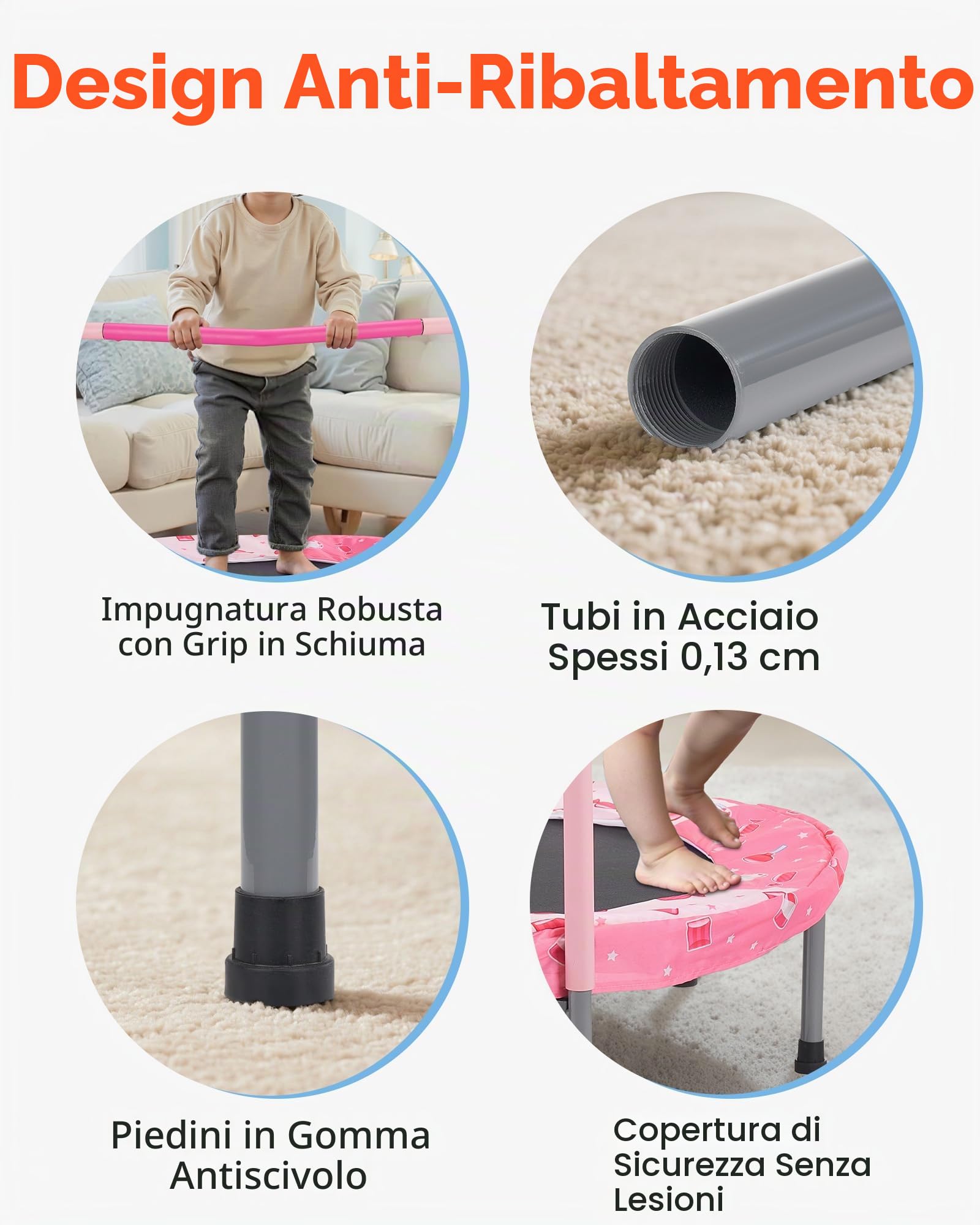 VEVOR Trampolino per Bambini, Rebounder Esterno e Interno 955x750 mm, Mini Trampolino Pieghevole con Maniglia