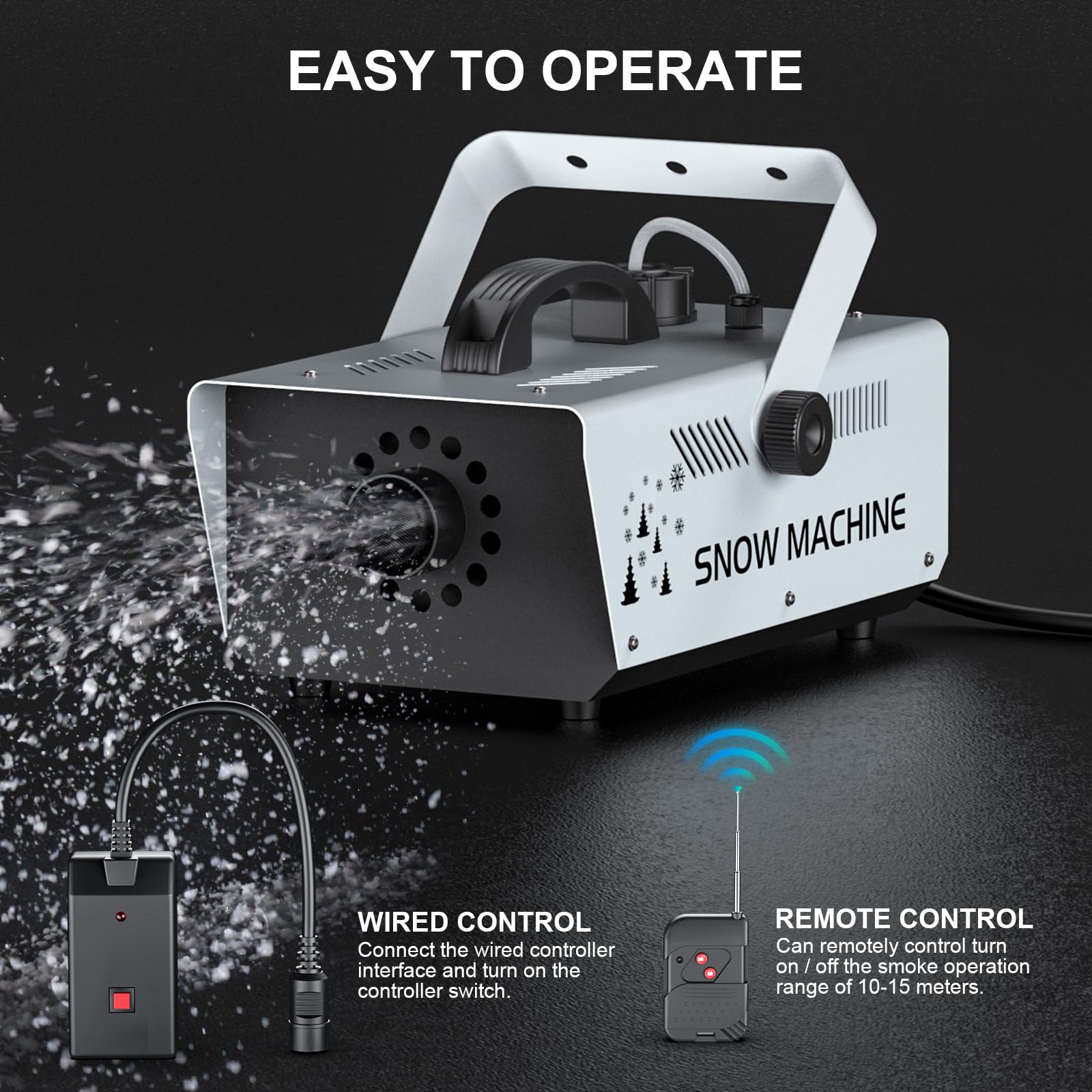 Macchina la Neve 1200 W con Telecomando, LED Macchine per Effetti Snow Foam per Halloween Natale Feste Palcoscenico Matrimonio DJ e Effetti su Palco