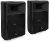 MALONE PW-EV-15A - 2-way concert speaker pair, active PA speaker pair, each 38cm 15 '' subwoofer, each 750 watts RMS amplifier power, 2 x each microphone input, transport handle, black
