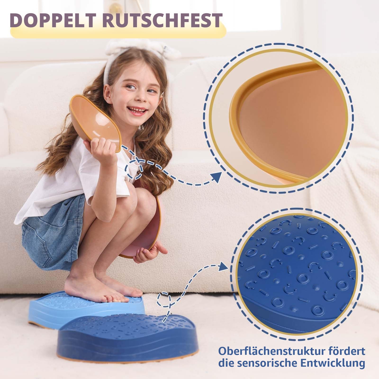 KidBloom Balanciersteine für Kinder, Geschenk Mädchen & Junge 2 3 4 5 Jahre | Rutschfest,5 Stapelsteine, Wasserdichte Tasche, Gartenspielzeug, Sensorik Spielzeug, Ab 2 3 4 5 Jahre