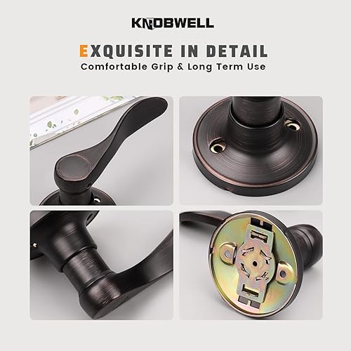 Miniatura 7 de 12061 - Manilla para puerta de entrada exterior, con cerradura de seguridad, acabado en bronce aceitado