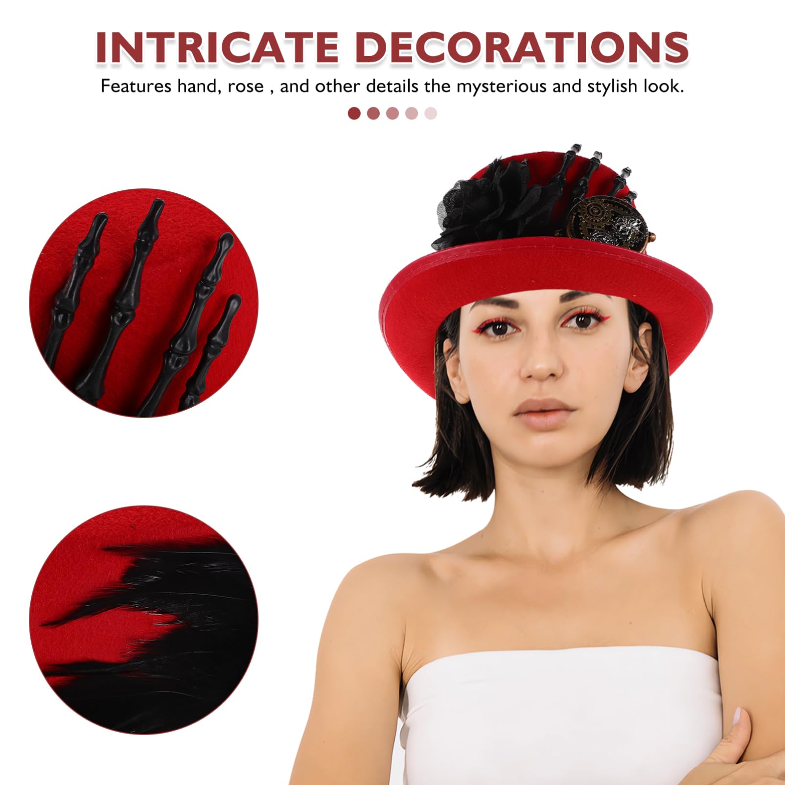 Didiseaon Sombrero de Copa de Halloween con Diseño de Calavera y Gorra de Disfraz Unisex para Fiesta de Cosplay Accesorios de Disfraz Sombrero Steampunk para Hombres y Mujeres