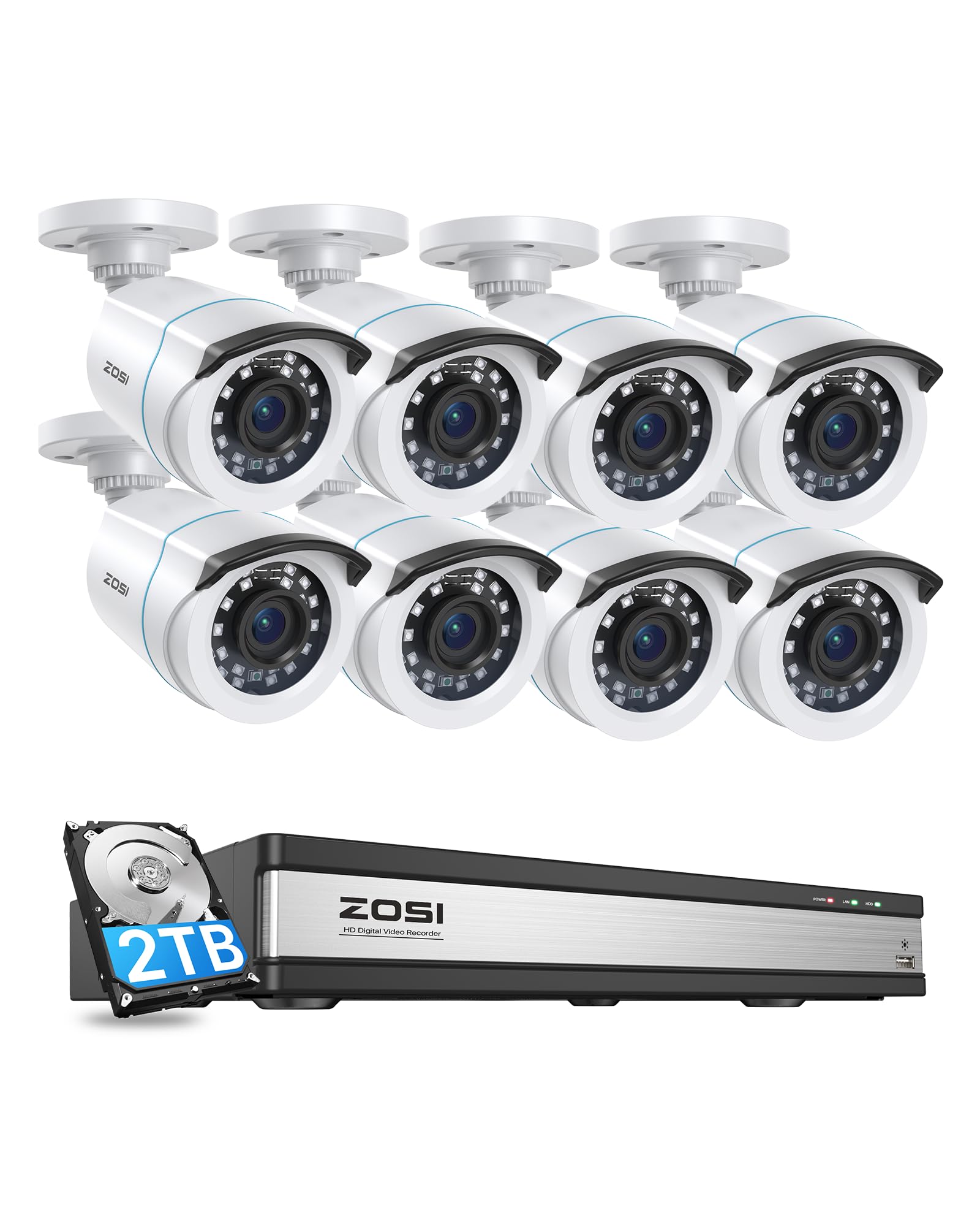 Amazon.co.jp: ZOSI 1080P 200万画素 監視カメラ8台セット TVI 防犯