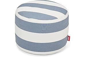 Fatboy Bean Bag Point Outdoor Pouf Ottoman, Stripe Ocean Blue, Small