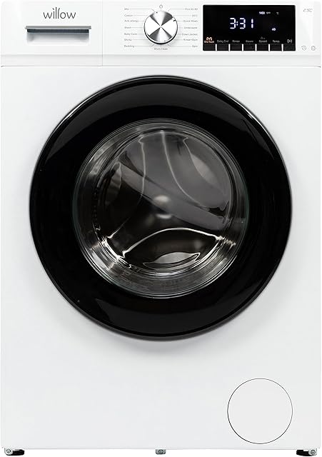 Willow WWM101400IW 10kg 1400 Spin Washing Machine with BLDC Inverter System, Child Lock, Antibacterial Door Seal, One Touch, 2 Years Warranty - White