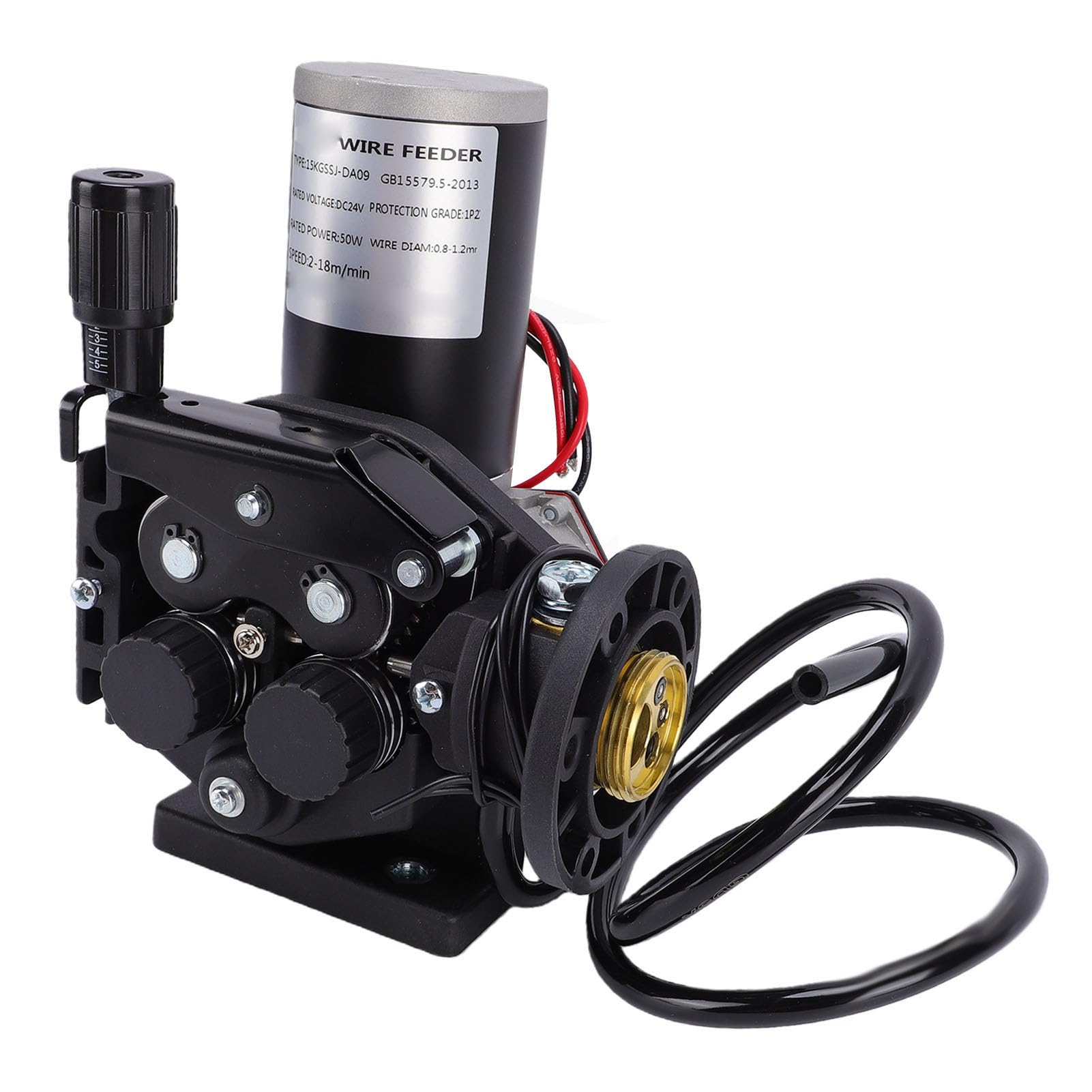YWBL-WH Silnik Podajnika Drutu Spawalniczego MIG MAG, 4-rolkowy Podajnik Drutu Metalowego z DC24V 50W, Regulowana prędkość min. od 2 do 18 M, Gniazdo Europejskie do Półautomatów Spawalniczych,