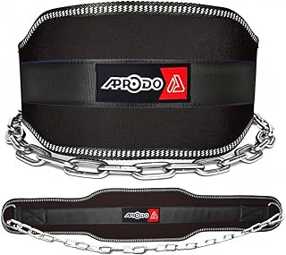 APRODO Gym Dip Belt for Weight lifting with Steel Chain 36" (Free Size) | Heavy Duty Steel Chain Dip Belt | Gym Belt for W...