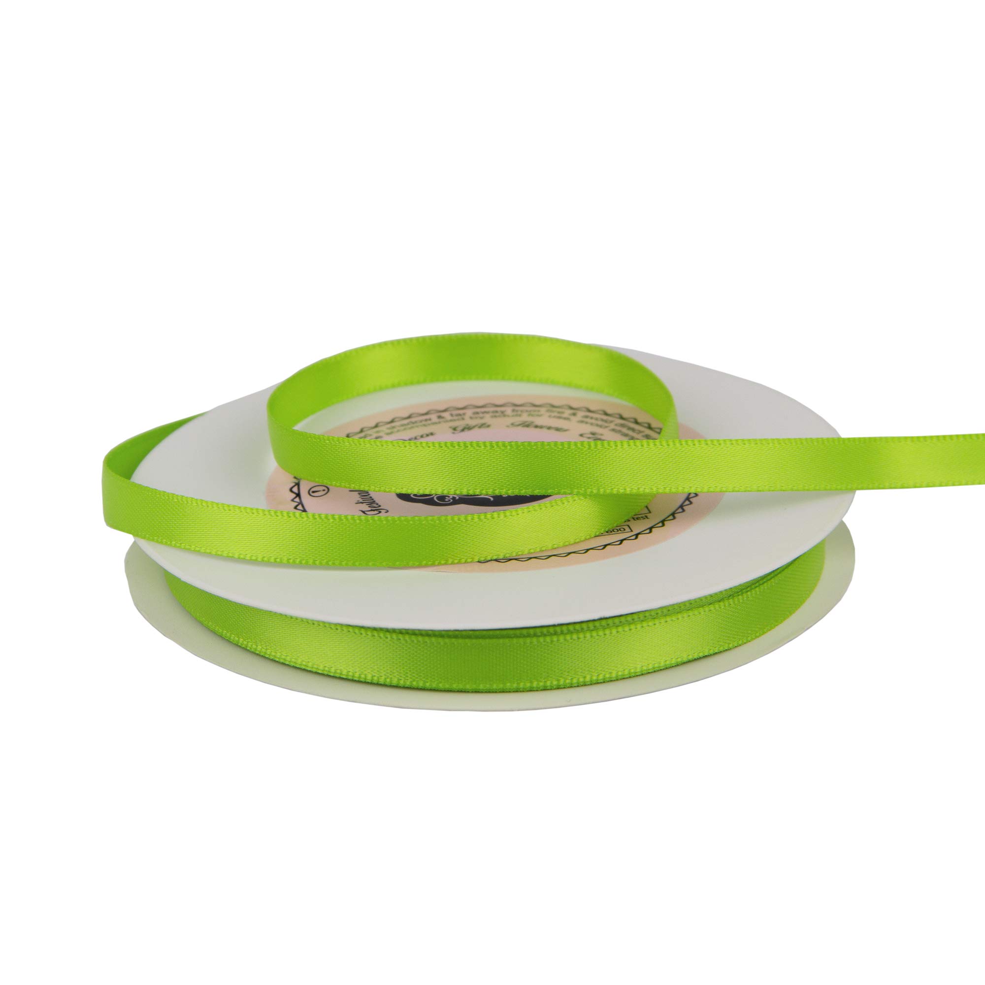 VATIN 6mm Double Faced Apple Green Polyester Satin Ribbon - Image 4