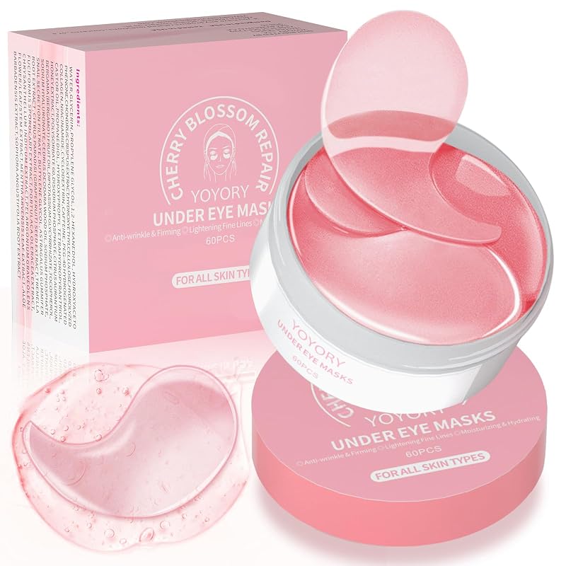 Máscaras de hidrogel para a região dos olhos YOYORY com colágeno e ácido hialurônico, 60 unidades, rosa