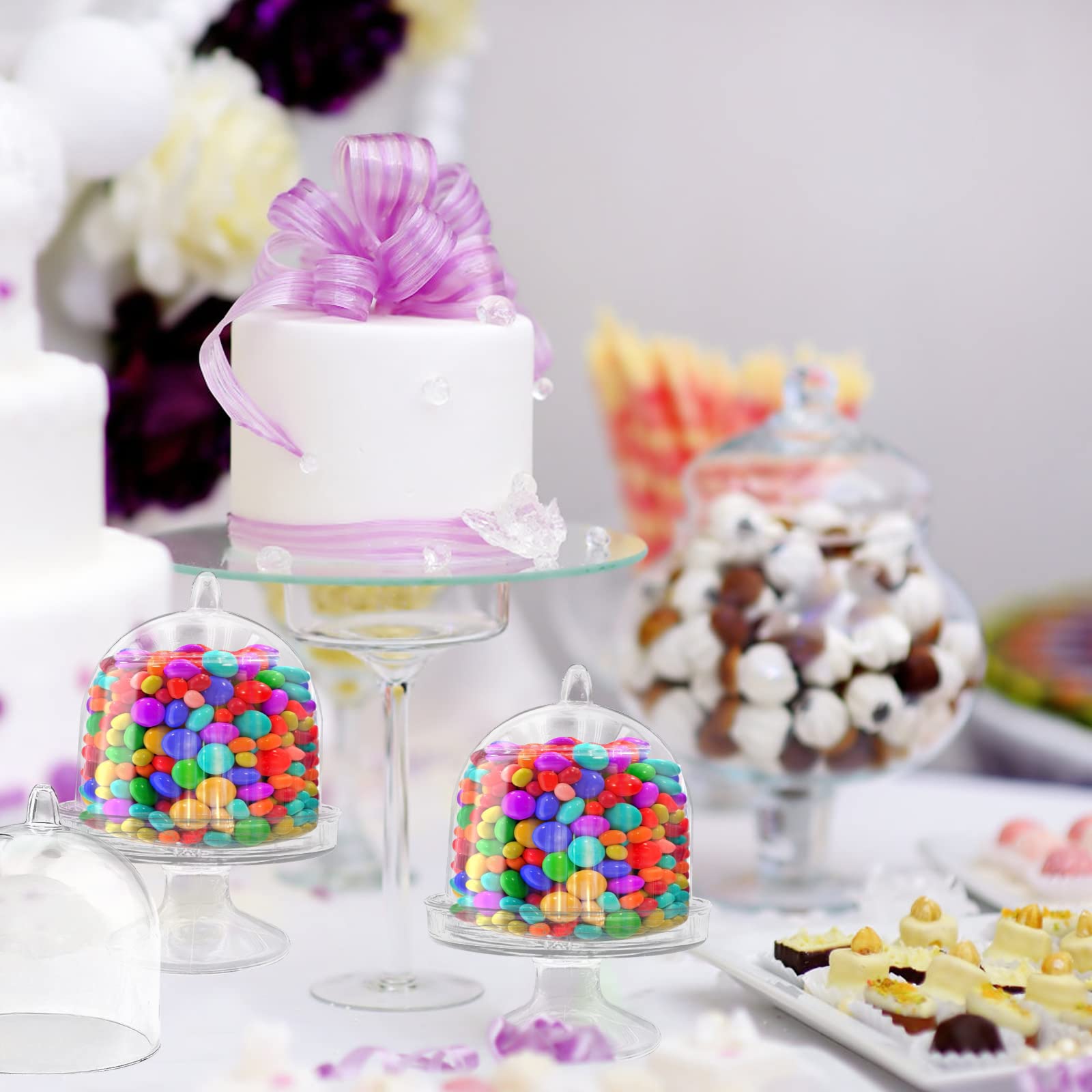 Yungyan Lot De 36 Mini Présentoirs à Gâteaux En Plastique Avec Couvercle En Forme De Dôme Pour Chocolat, Bonbons, Cupcakes, Desserts, Saint-Valentin, Anniversaire, Mariage, Vacances, Fête - Doré