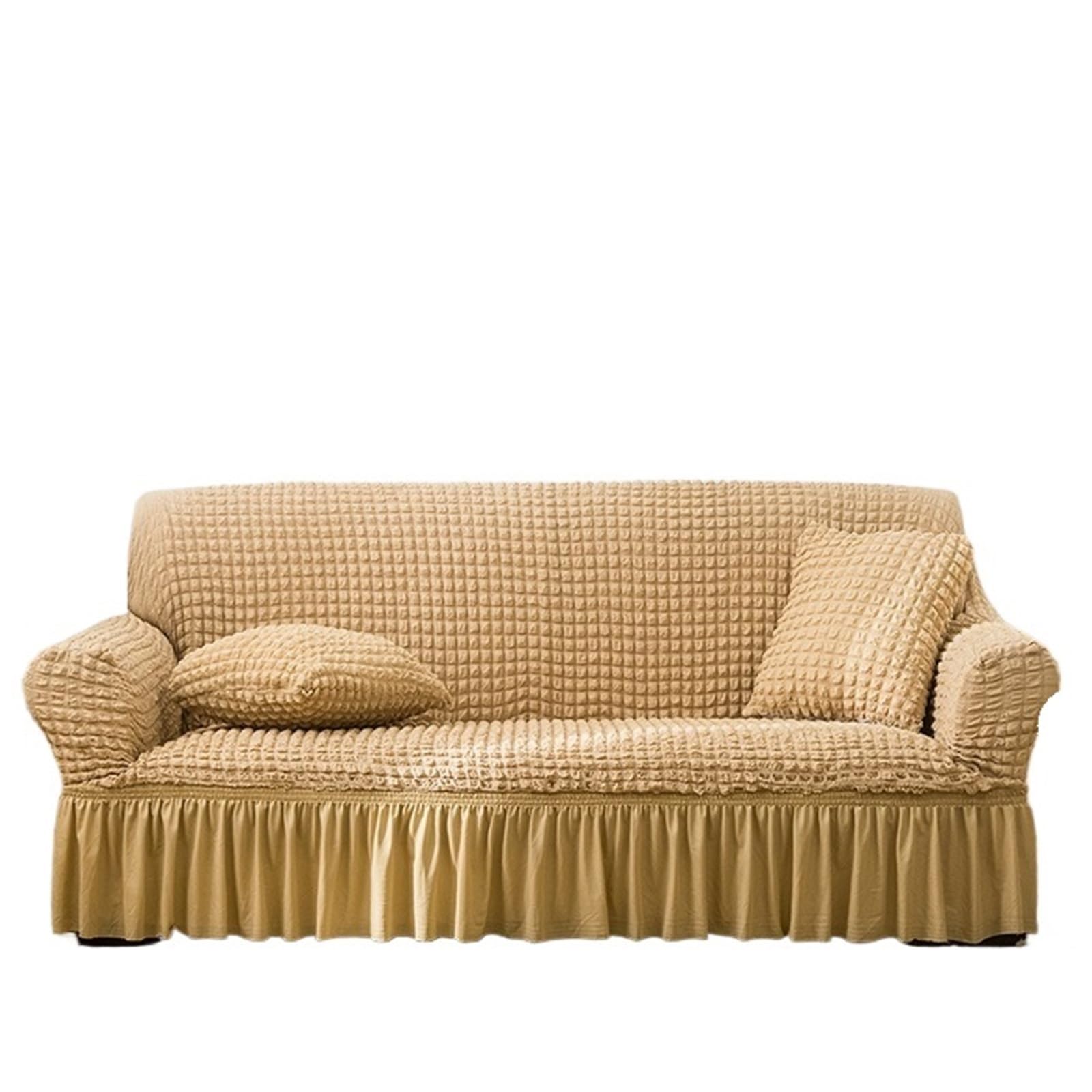 SUBLXPoten Sofa Cover with Skirt Bubble Sofa Cover Skirt All-inclusive Fabric Elastic Lazy Universal(Color 11,145-185cm 1pc)