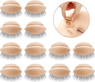 2 Boxes 6 Pairs Replacement Eyelids for Mannequin Head Removable Realistic Eyelids with Eyelashes Mannequin Head Eyelids for Eyelash Training Practice Makeup Eyelash Extensions (Tan Color)