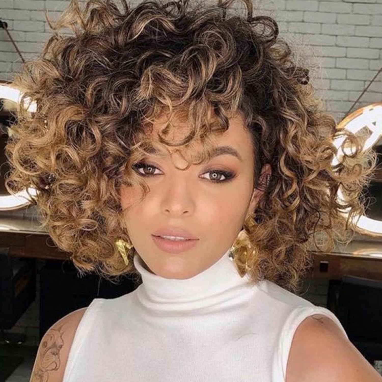 7 Packs GoGo Curl Crochet Hair 10 Inch Short Curly Crochet Hair Beach Curl Water Wave Crochet Braids Synthetic Hair Extensions (10 Inch, T1B/30/27) 10 Inch(pack of 7) T1B/30/27