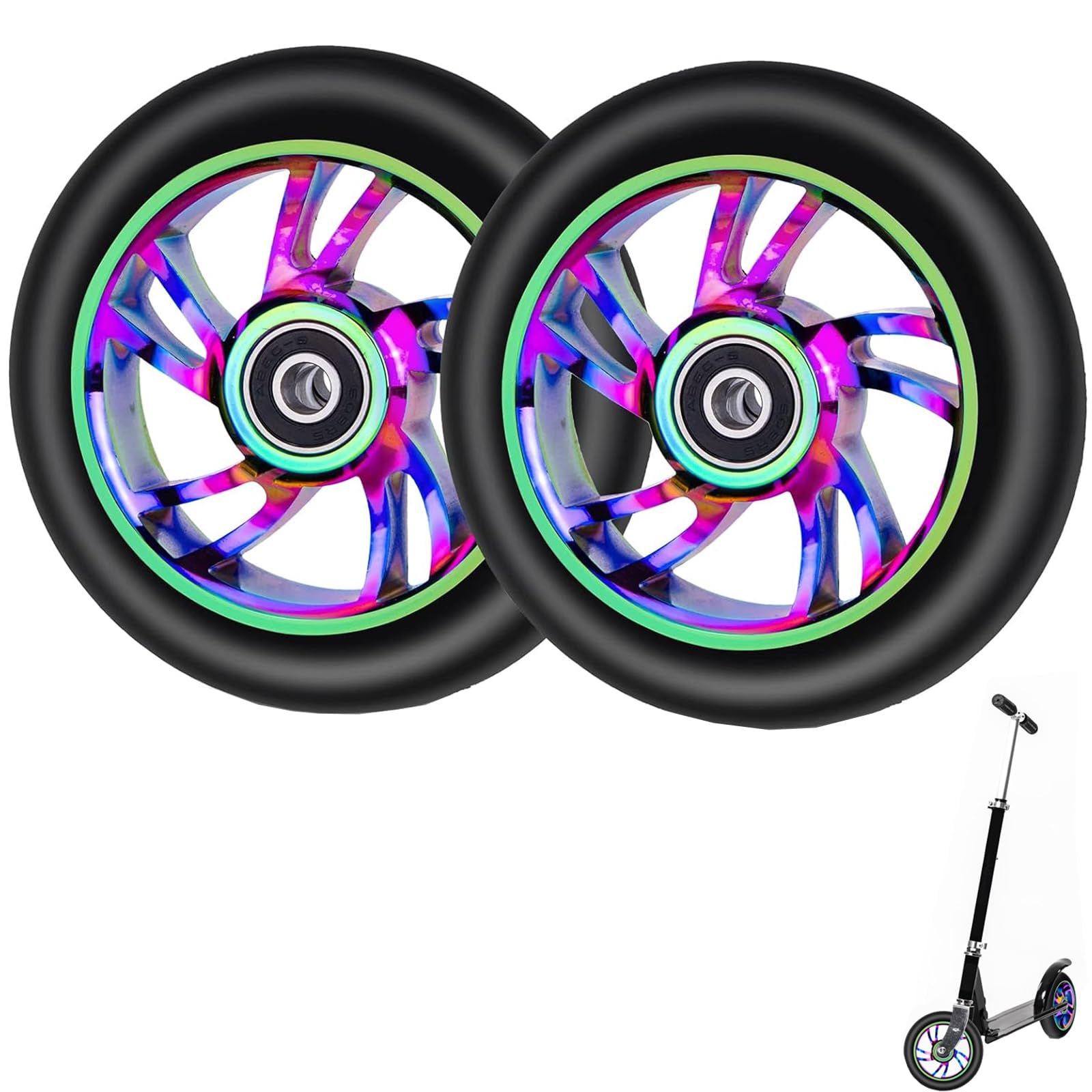 Roue Trottinette Freestyle 100mm, Roue de Trottinette Freestyle Pro Stunt,Roues de Rechange en Alliage d'Aluminium,pour Razor,Cox Swain Trotinette Freestyle