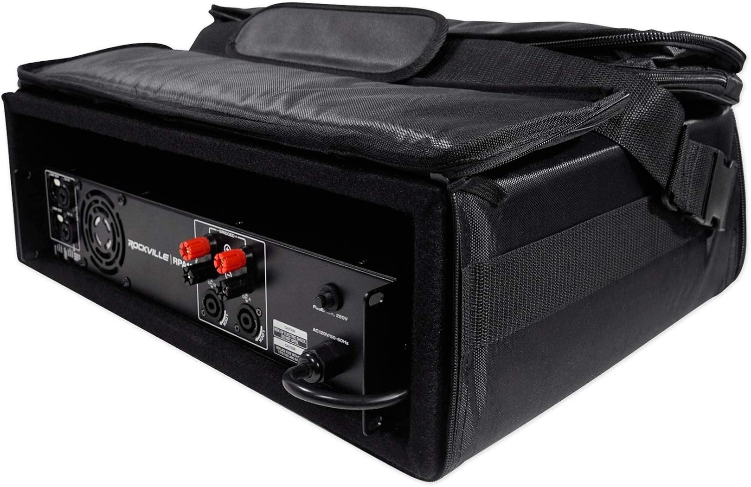 Rockville 3U Rack Bag Double-Sided Case with 16" Depth + Shoulder Strap (RRB35) Black