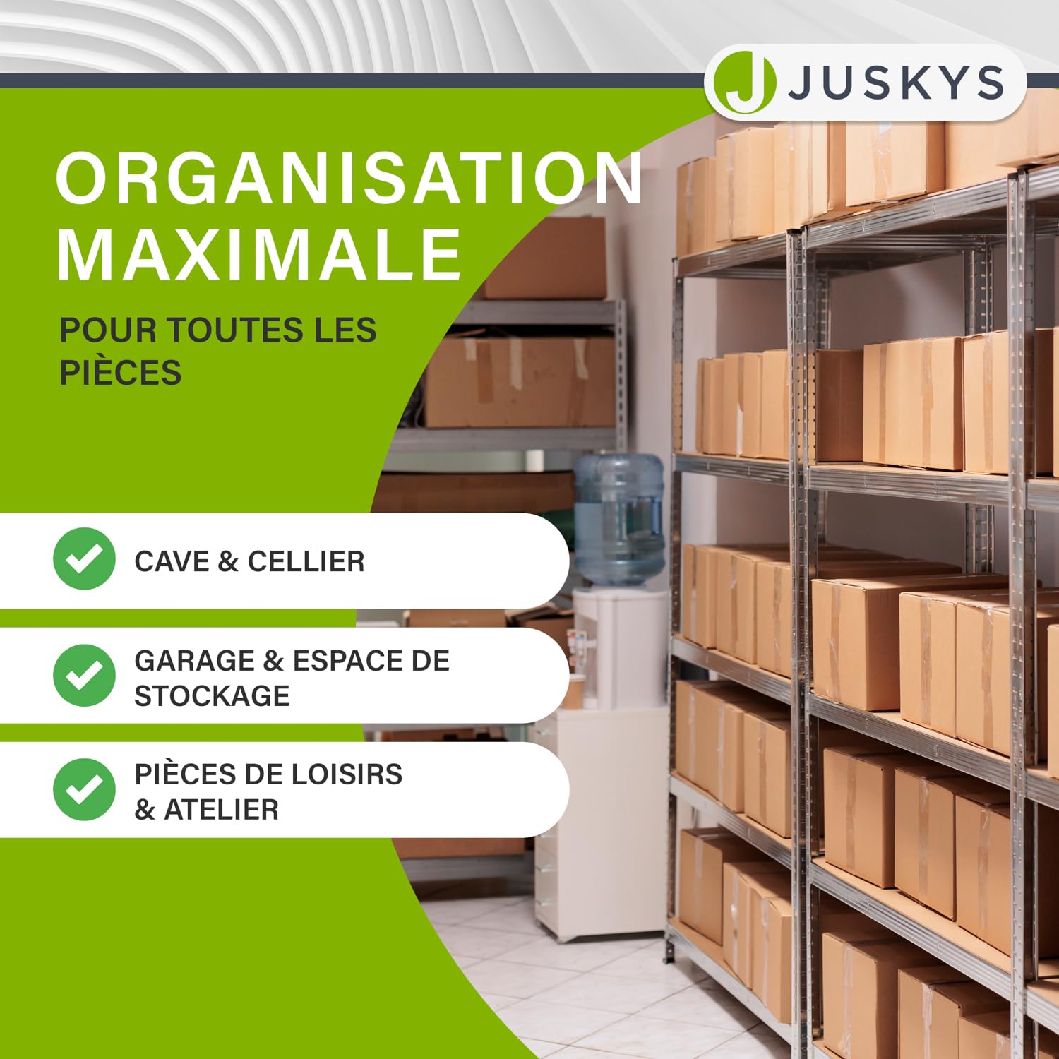 Juskys système de 3 étagères Easy | 1 étagère d'angle et 2 étagères de Stockage | 12 Planches en Bois MDF | 960 kg | Étagère emboîtable pour Charges Lourdes
