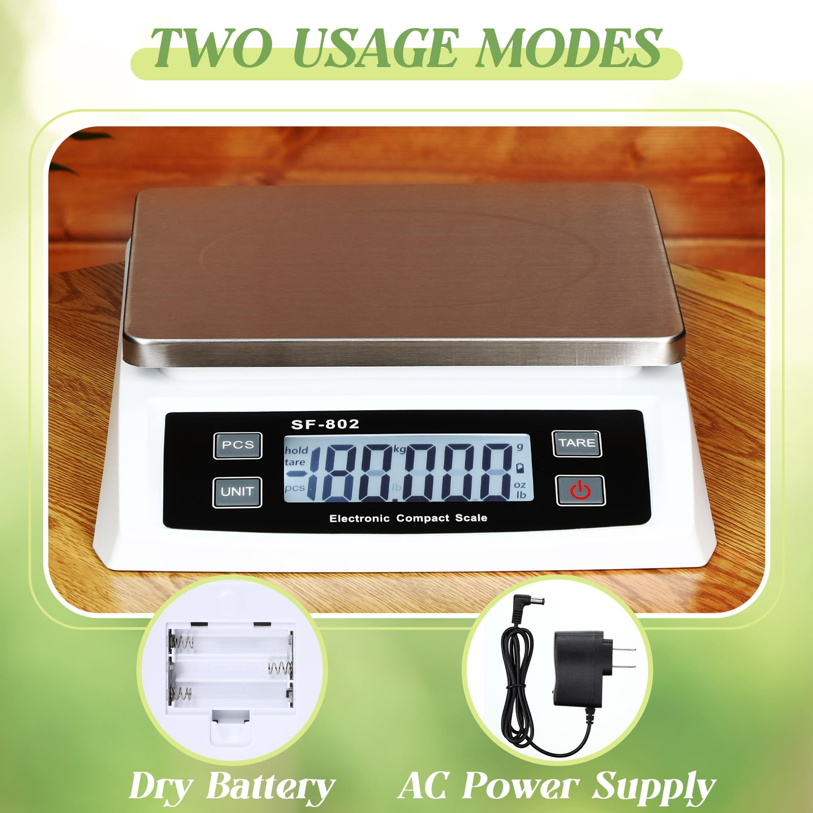 Copkim Large Digital Kitchen Scale 66LB 30kg Commercial Food Scale Stainless Bread Scale with LCD Display Commercial Weighing Devices for Baking Cooking(Silver)