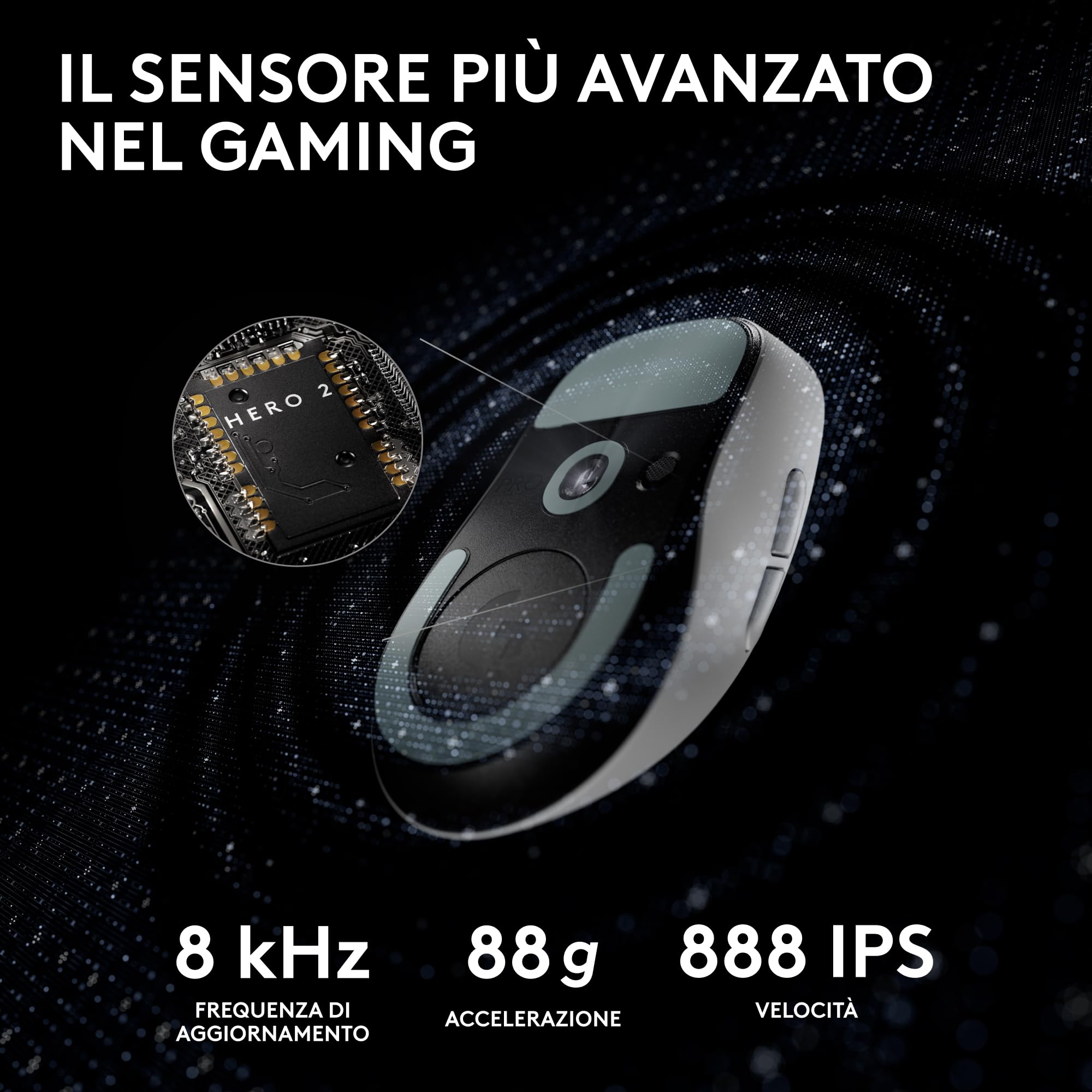 Logitech G PRO X SUPERLIGHT 2 - mouse gaming wireless, mouse Pro-Grade da 60 g con 5 pulsanti programmabili, sensore 44.000 DPI, velocità di aggiornamento di 8 kHz, ricarica USB-C per PC/Mac - Bianco
