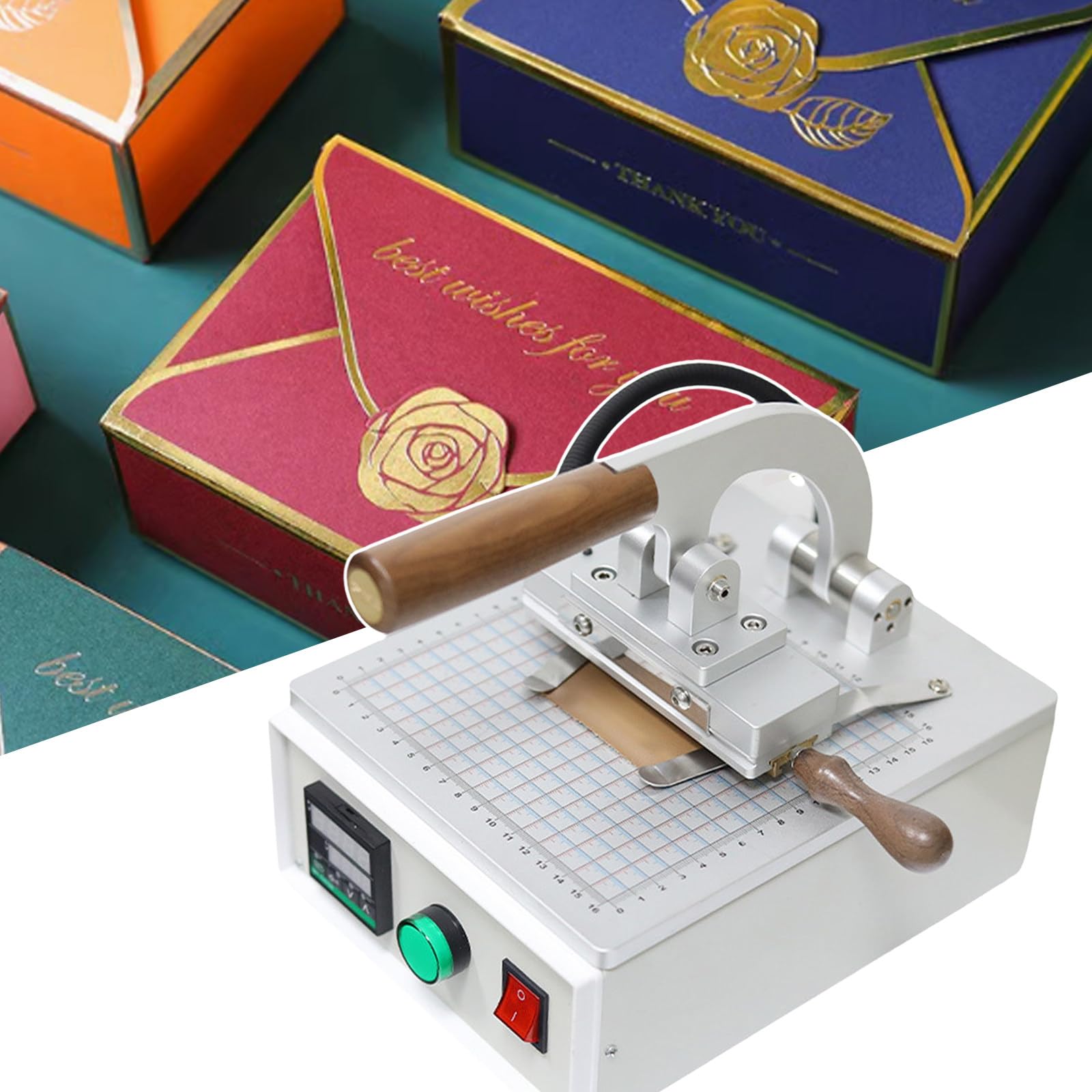 SENJINGHUA Digital Embossing Machine, Hot Foil Stamping Machine, Manual Tipper Stamper, for PVC, Leather, and Paper Stamping, with 16 X 16 Cm Scale,220V