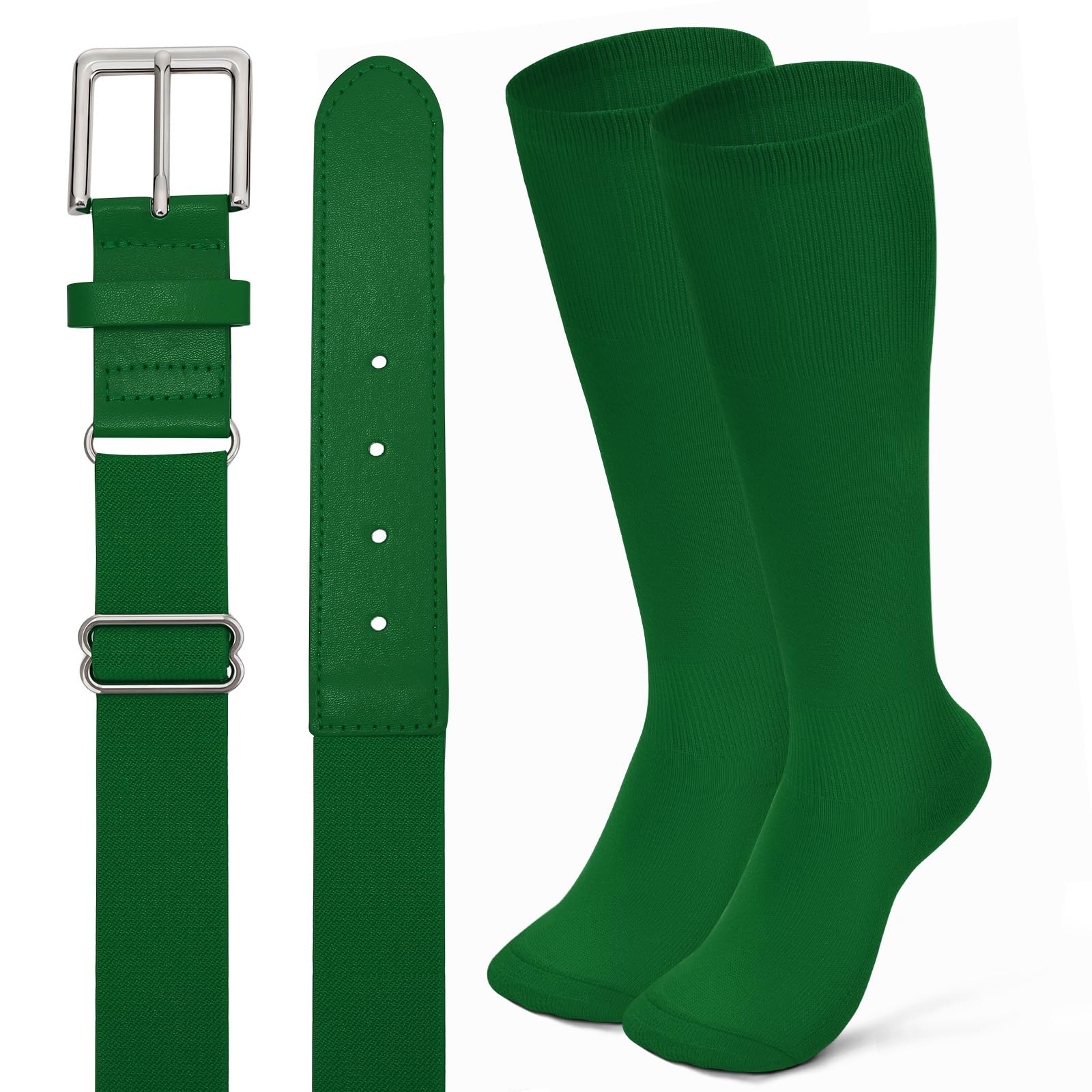 XZQTIVE Baseball Softball Socks and Baseball Softball Belt Combo Set Knee-High Soccer Socks for Kids Youth Adult