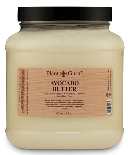 Mantequilla corporal de aguacate de 3 libras. 100% pura cruda, fresca, natural, prensada en frío. Piel, cabello, crema hidratante de uñas, cremas de