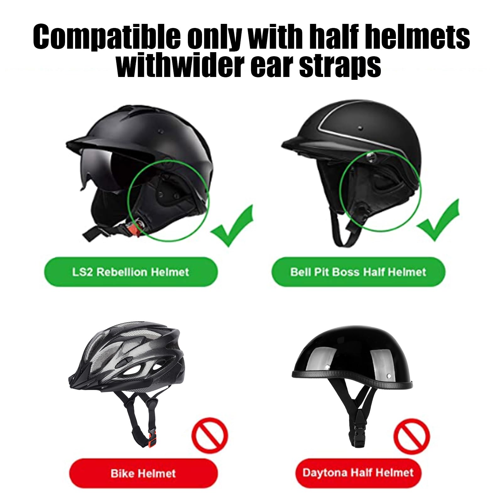 NICENEEDED 2 Pcs Black Half Helmet Ear Pads for Motorcycle, Helmet Wind Blocker Ear Warmer for Audible Riding, Full Coverage Muffs Ears Protection Cover for Biking and Cycling : Automotive