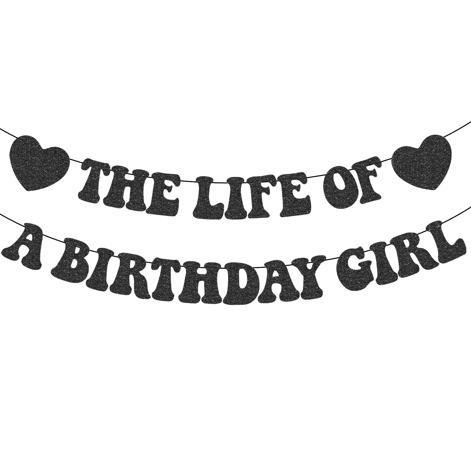 BLMHTWO The Life of A Birthday Girl Banner Glitter Popular Singer Birthday Party Decorations Happy Birthday Decorations for Fans Party Supplies (Black)