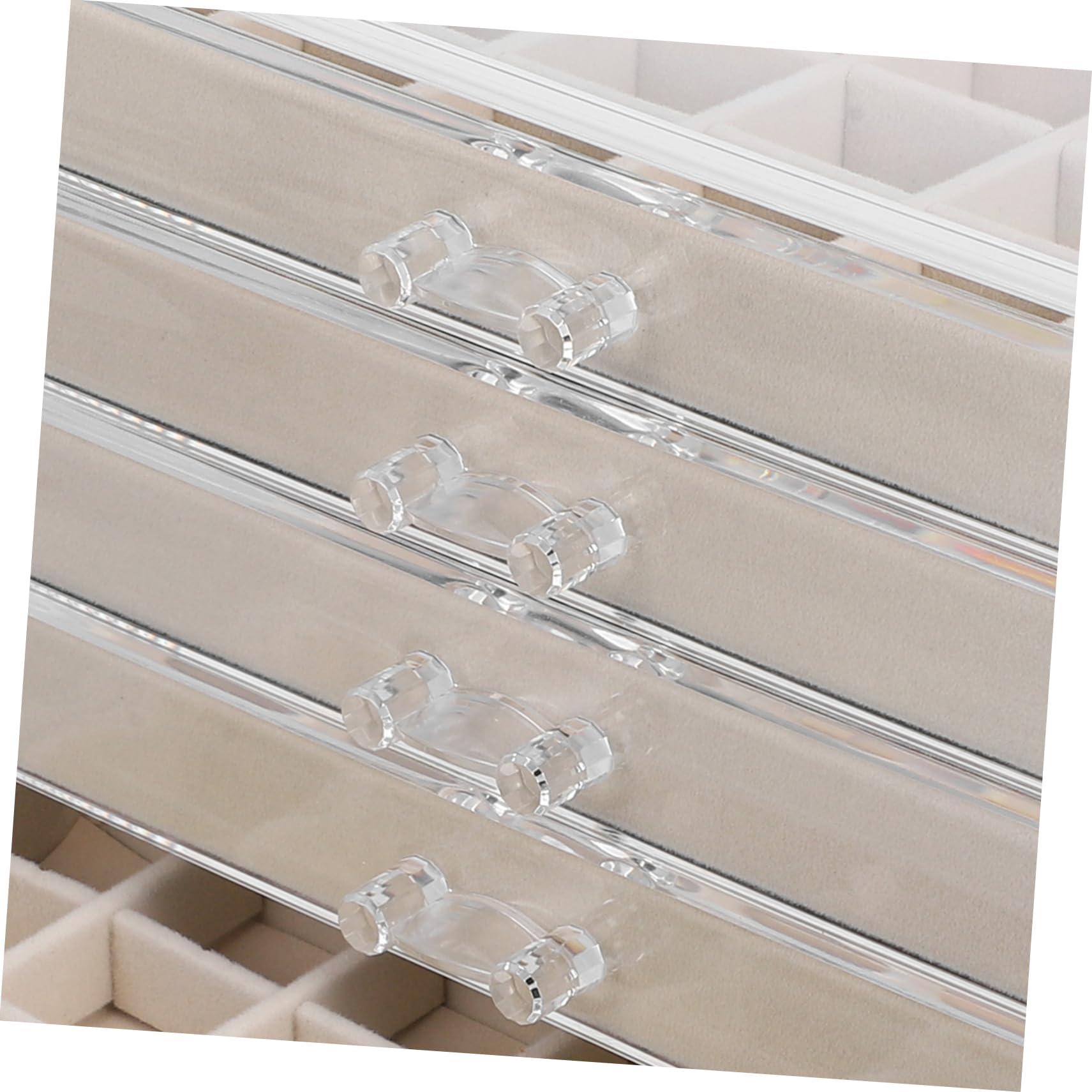 Portagioielli in Acrilico con 5 Cassetti Beige, Design Multilivello
