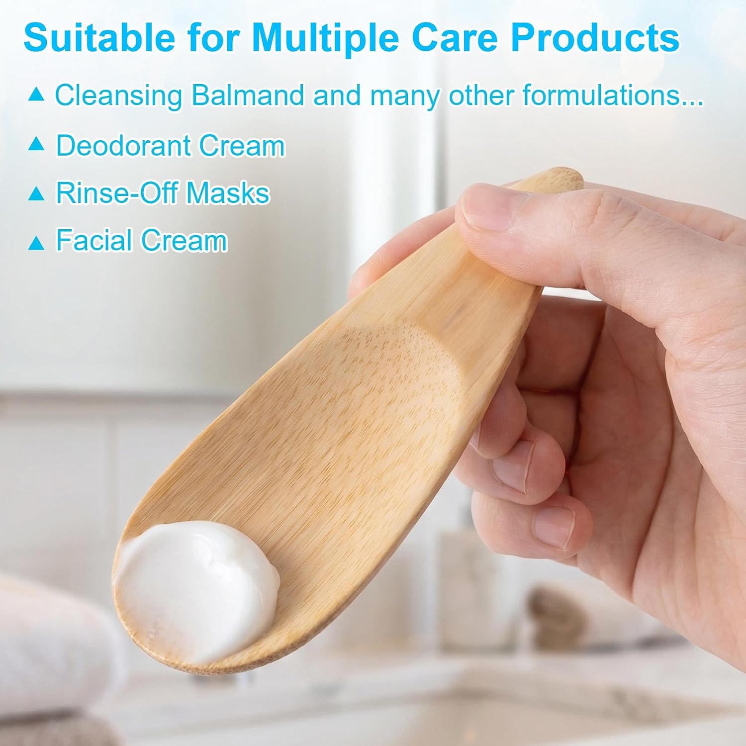 2 Pcs Bamboo Deodorant Cream Applicators, Multi-functional Deodorant Applicators, Beauty Spa Mini Spoon Portable Makeup Spatula Set for Facial Mud, Cosmetic Mask, Facial Clay