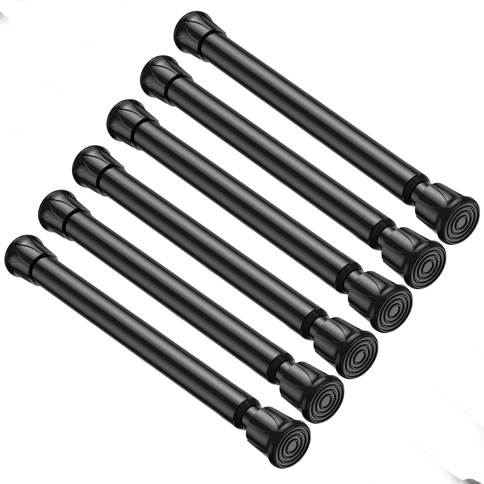 6 Pack Spring Tension Curtain Rod 8 to 12.5 Inch, DIY Mini Tension Rods No Drill for Slim Window Cupboard Closet Sidelights, Black