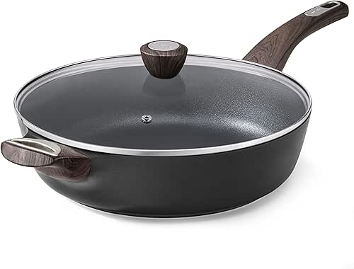 SENSARTE Nonstick Frying Pan Skillet with Lid, 12 Inch Large