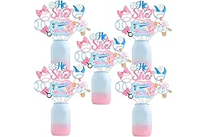 24Pcs Baseball and Bows Gender Reveal Centerpieces Sticks for Boy or Girl