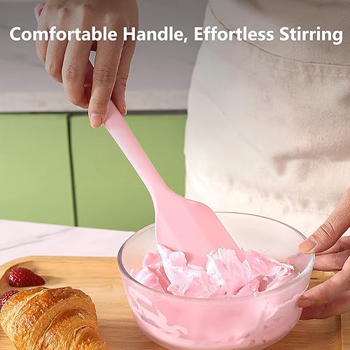 Miniatura 3 de Espátula de goma rosa para uso en cocina, espátulas de silicona de 10.8 pulgadas para cocinar, resistentes al calor, espátula de cocina pequeña