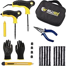 WILLIBEE 9 in 1 Universal Tubeless Tyre Puncture Repair Kit with Storage Bag | Puncher Kit Emergency Flat Tire Repair Patch for Car, Bike, SUV, Scooter, Auto & Motorcycle