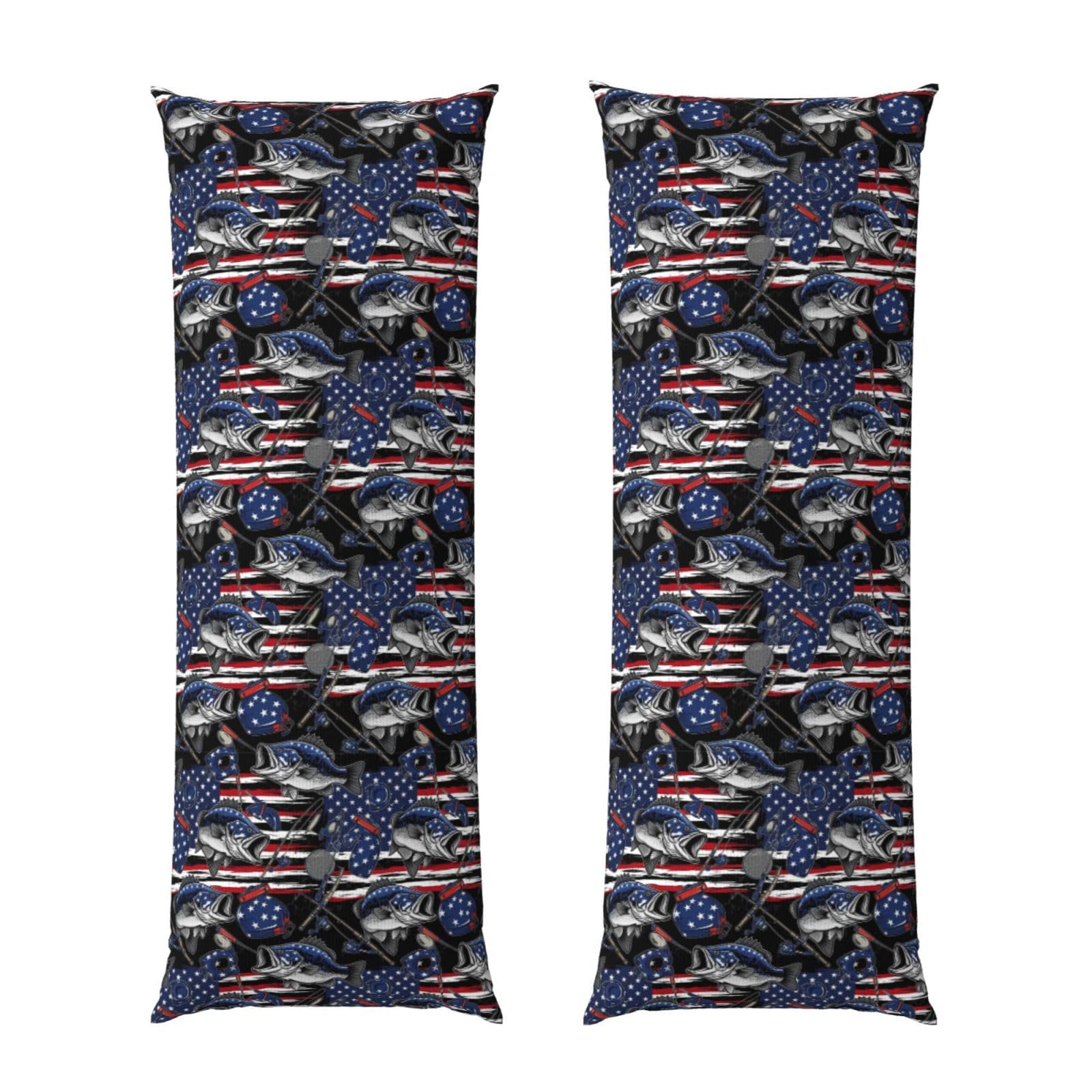 Body Pillow Cover 20x54, Vintage Bass Fishing Lure American Flag, Decorative Zippered Pillowcase, Soft Cozy Flannel Fabric, Cushion Case for Couch Sofa Bedroom Home Decor