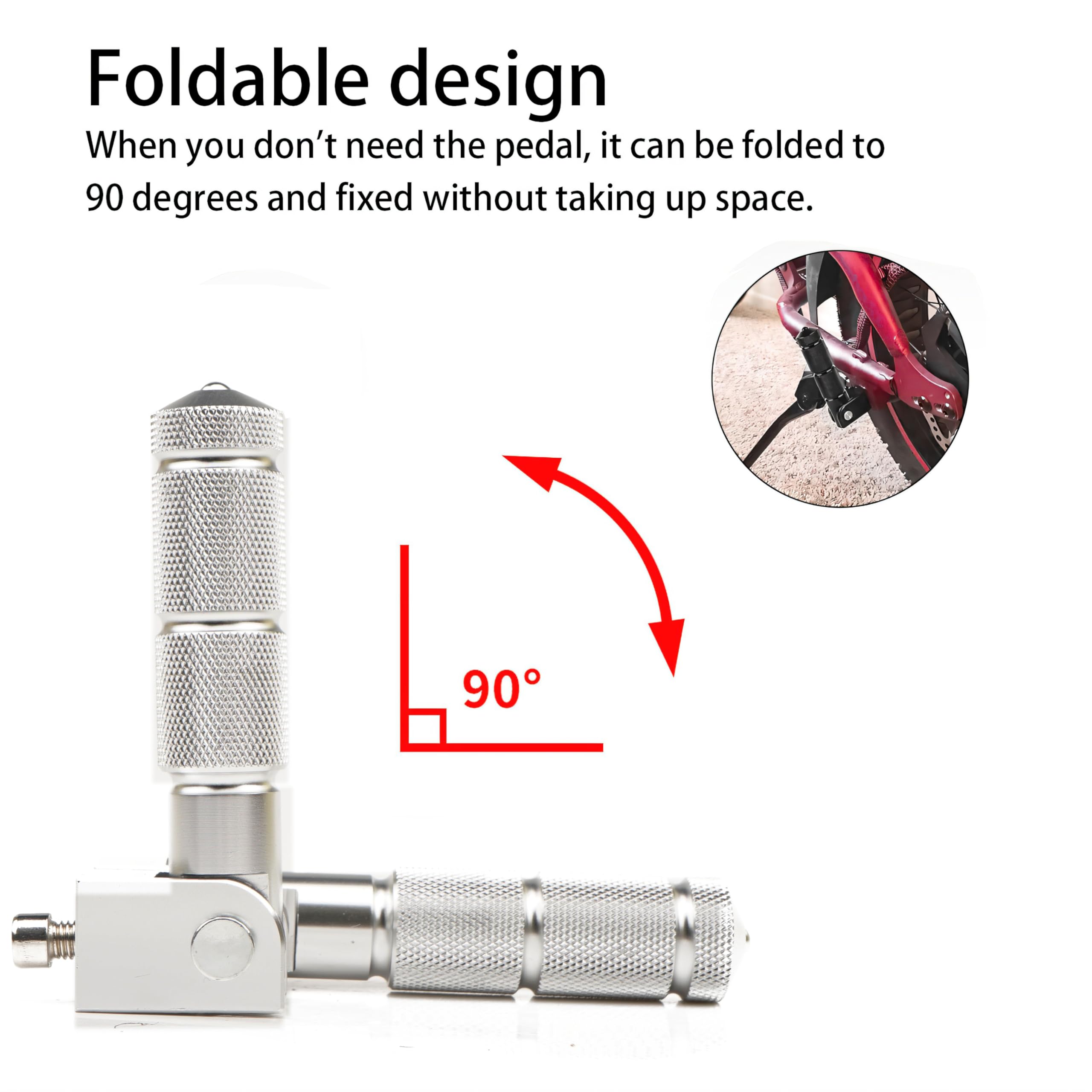 Qiilu M8 motorfiets opvouwbare voetsteunen, 2 stuks elektrische motorfiets aluminium pedalen antislip 8 mm universeel 90 graden vast opvouwbaar passagierspedaal steunstang (zwart